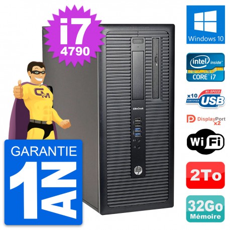 PC Tour HP EliteDesk 800 G1 Intel i7-4790 RAM 32Go Disque 2To Windows 10 Wifi