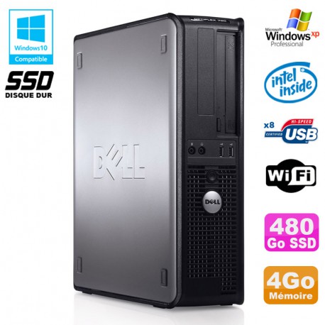 PC DELL Optiplex 760 DT Intel E8400 3Ghz 4Go DDR2 480Go SSD WIFI XP Pro