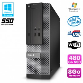 PC Dell Optiplex 3020 SFF Intel G3220 3GHz 8Go Disque 480Go SSD DVD Wifi W7