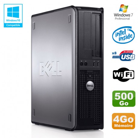 PC DELL Optiplex 780 DT Intel E5200 2,5Ghz 4Go Disque 500Go WIFI Win 7 Pro