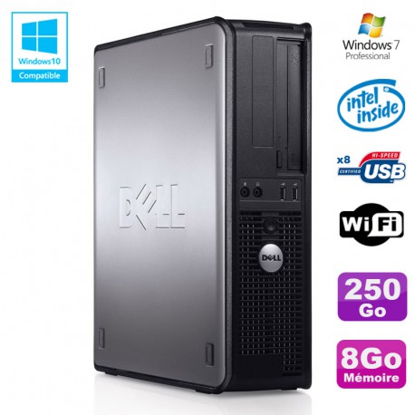 PC DELL Optiplex 780 DT Intel E5200 2,5Ghz 8Go Disque 250Go WIFI Win 7 Pro