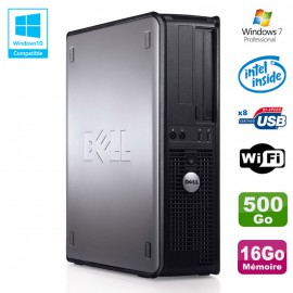 PC DELL Optiplex 780 DT Intel E5200 2,5Ghz 16Go Disque 500Go WIFI Win 7 Pro