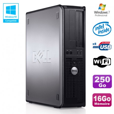 PC DELL Optiplex 780 DT Intel E7500 2.93Ghz 16Go Disque 250Go WIFI Win 7 Pro