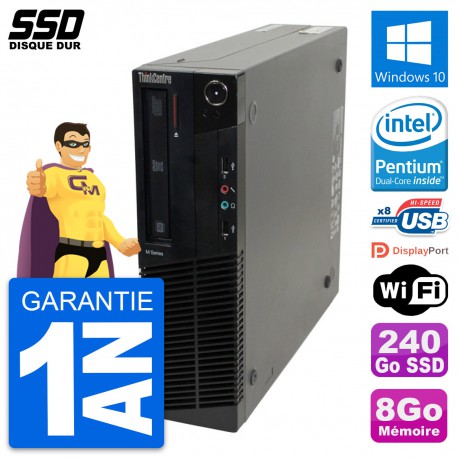 PC Lenovo ThinkCentre M82 SFF Intel G630 RAM 8Go SSD 240Go Windows 10 Wifi