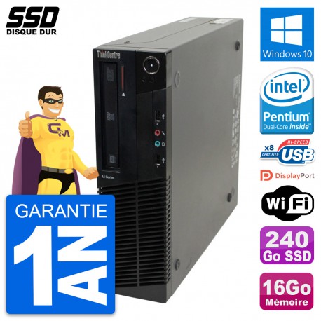 PC Lenovo ThinkCentre M82 SFF Intel G630 RAM 16Go SSD 240Go Windows 10 Wifi