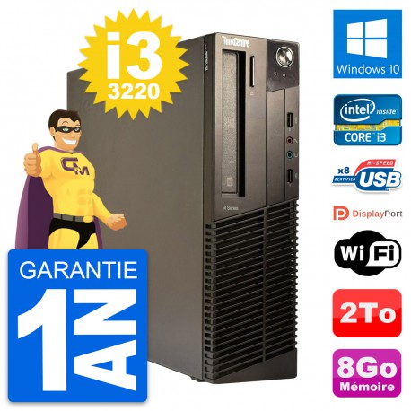 PC Lenovo ThinkCentre M82 SFF Intel i3-3220 RAM 8Go Disque 2To Windows 10 Wifi