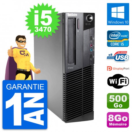 PC Lenovo ThinkCentre M82 SFF Intel i5-3470 RAM 8Go Disque 500Go Windows 10 Wifi
