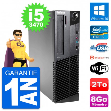 PC Lenovo ThinkCentre M82 SFF Intel i5-3470 RAM 8Go Disque 2To Windows 10 Wifi