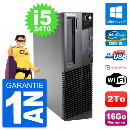 PC Lenovo ThinkCentre M82 SFF Intel i5-3470 RAM 16Go Disque 2To Windows 10 Wifi