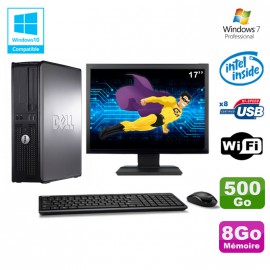 Lot PC DELL Optiplex 780 DT Intel E5200 2,5Ghz 8Go 500Go WIFI Win 7 + Ecran 17"