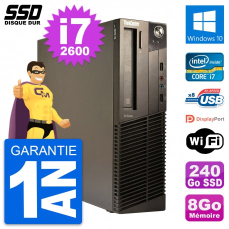 PC Lenovo ThinkCentre M82 SFF Intel i7-2600 RAM 8Go SSD 240Go Windows 10 Wifi