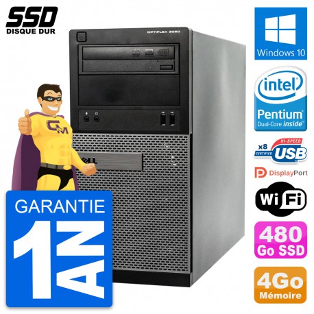 PC Tour Dell OptiPlex 3020 Intel G3220 RAM 4Go SSD 480Go Windows 10 Wifi