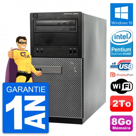 PC Tour Dell OptiPlex 3020 Intel G3220 RAM 8Go Disque Dur 2To Windows 10 Wifi