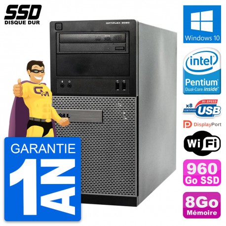 PC Tour Dell OptiPlex 3020 Intel G3220 RAM 8Go SSD 960Go Windows 10 Wifi