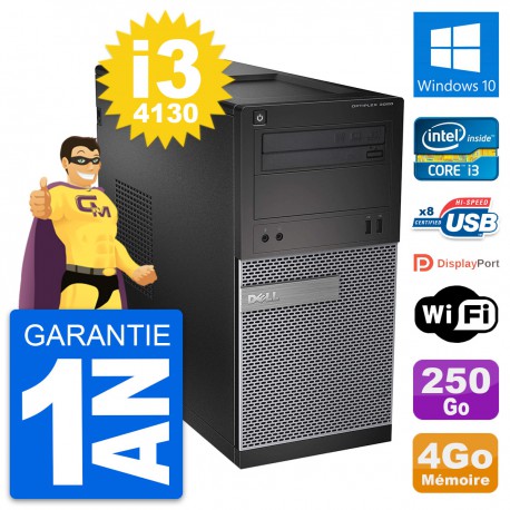 PC Tour Dell OptiPlex 3020 Intel i3-4130 RAM 4Go Disque 250Go Windows 10 Wifi