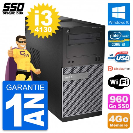 PC Tour Dell OptiPlex 3020 Intel Core i3-4130 RAM 4Go SSD 960Go Windows 10 Wifi