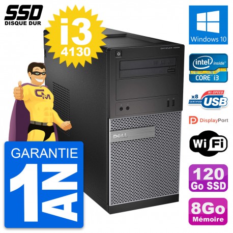 PC Tour Dell OptiPlex 3020 Intel Core i3-4130 RAM 8Go SSD 120Go Windows 10 Wifi