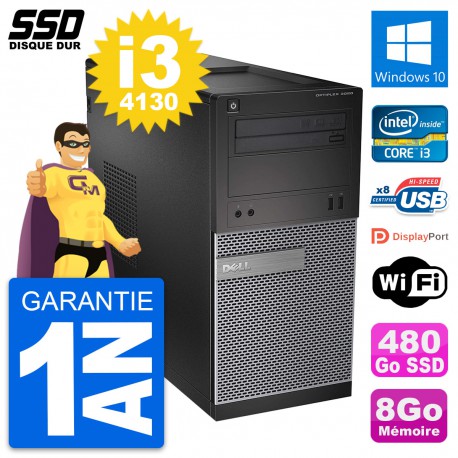 PC Tour Dell OptiPlex 3020 Intel Core i3-4130 RAM 8Go SSD 480Go Windows 10 Wifi