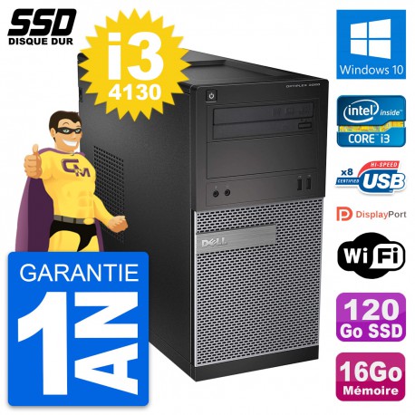 PC Tour Dell OptiPlex 3020 Intel Core i3-4130 RAM 16Go SSD 120Go Windows 10 Wifi