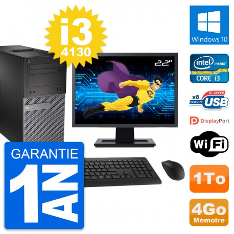 PC Tour Dell 3020 Ecran 22" Intel i3-4130 RAM 4Go Disque 1To Windows 10 Wifi