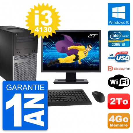 PC Tour Dell 3020 Ecran 27" Intel i3-4130 RAM 4Go Disque 2To Windows 10 Wifi