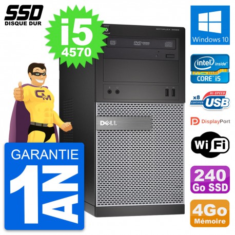 PC Tour Dell OptiPlex 3020 Intel Core i5-4570 RAM 4Go SSD 240Go Windows 10 Wifi