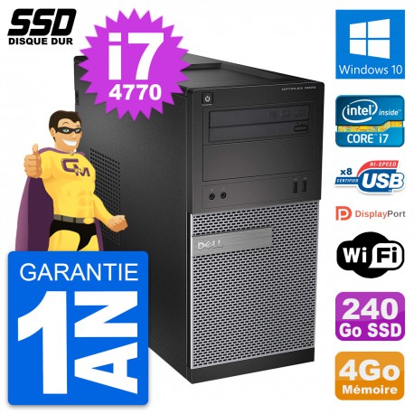 PC Tour Dell OptiPlex 3020 Intel Core i7-4770 RAM 4Go SSD 240Go Windows 10 Wifi