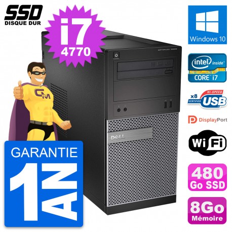 PC Tour Dell OptiPlex 3020 Intel Core i7-4770 RAM 8Go SSD 480Go Windows 10 Wifi