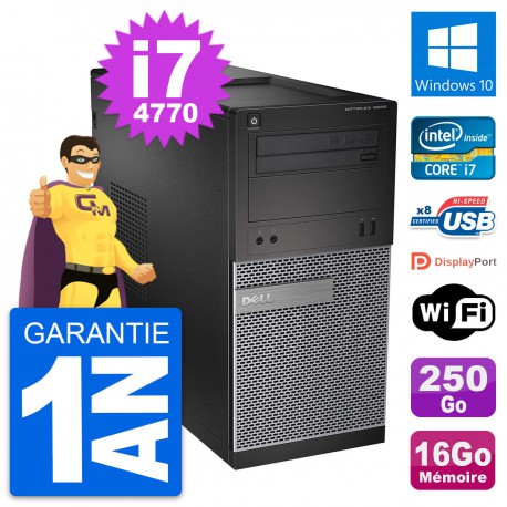 PC Tour Dell OptiPlex 3020 Intel i7-4770 RAM 16Go Disque 250Go Windows 10 Wifi