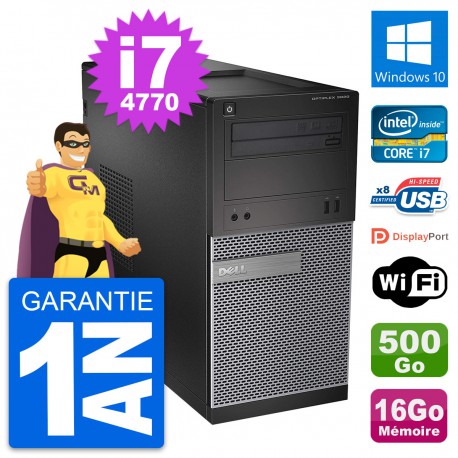 PC Tour Dell OptiPlex 3020 Intel i7-4770 RAM 16Go Disque 500Go Windows 10 Wifi