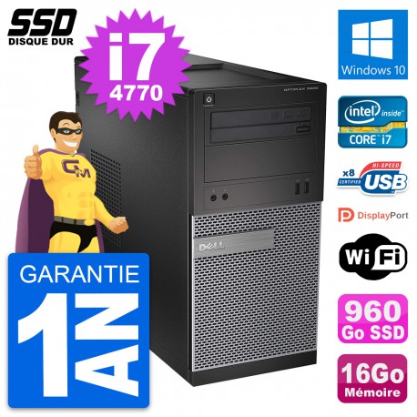 PC Tour Dell OptiPlex 3020 Intel Core i7-4770 RAM 16Go SSD 960Go Windows 10 Wifi