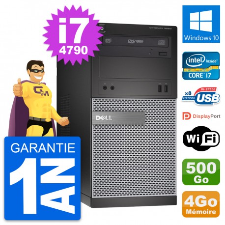 PC Tour Dell OptiPlex 3020 Intel i7-4790 RAM 4Go Disque 500Go Windows 10 Wifi
