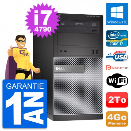 PC Tour Dell OptiPlex 3020 Intel Core i7-4790 RAM 4Go Disque 2To Windows 10 Wifi