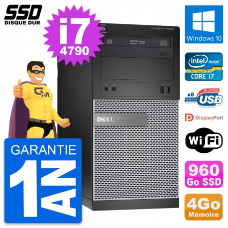 PC Tour Dell OptiPlex 3020 Intel Core i7-4790 RAM 4Go SSD 960Go Windows 10 Wifi