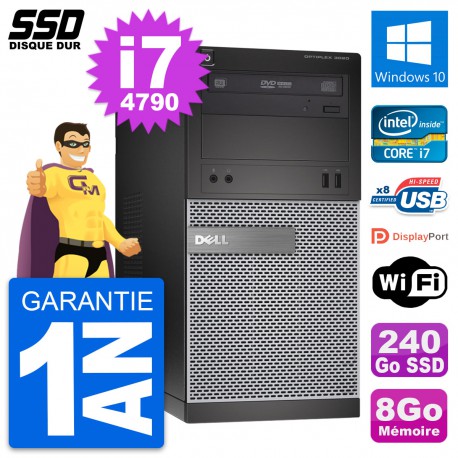 PC Tour Dell OptiPlex 3020 Intel Core i7-4790 RAM 8Go SSD 240Go Windows 10 Wifi