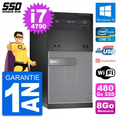 PC Tour Dell OptiPlex 3020 Intel Core i7-4790 RAM 8Go SSD 480Go Windows 10 Wifi