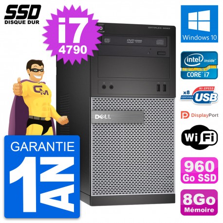 PC Tour Dell OptiPlex 3020 Intel Core i7-4790 RAM 8Go SSD 960Go Windows 10 Wifi