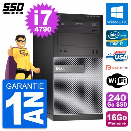 PC Tour Dell OptiPlex 3020 Intel Core i7-4790 RAM 16Go SSD 240Go Windows 10 Wifi
