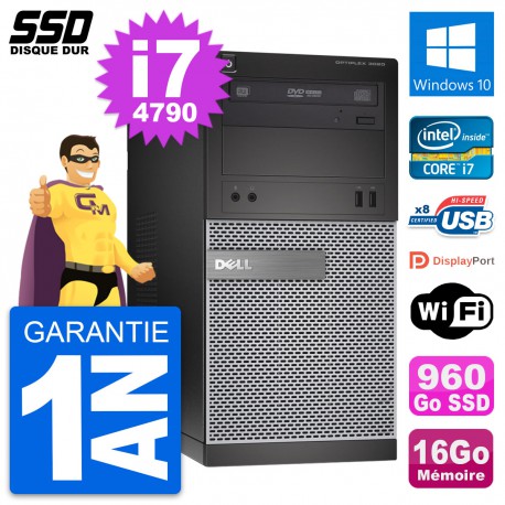 PC Tour Dell OptiPlex 3020 Intel Core i7-4790 RAM 16Go SSD 960Go Windows 10 Wifi
