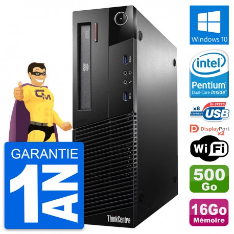 PC Lenovo ThinkCentre M93p SFF Intel G3220 RAM 16Go Disque 500Go Windows 10 Wifi