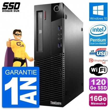PC Lenovo ThinkCentre M93p SFF Intel G3220 RAM 16Go SSD 120Go Windows 10 Wifi