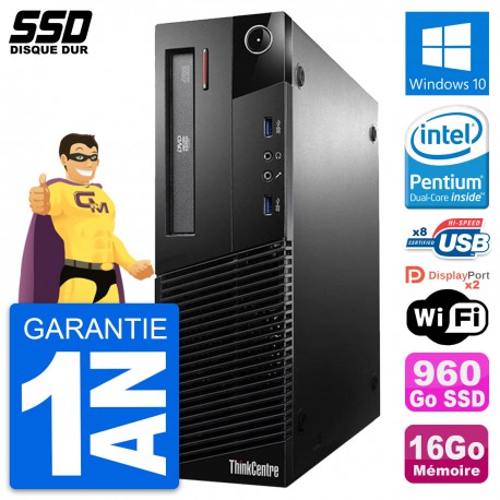 PC Lenovo ThinkCentre M93p SFF Intel G3220 RAM 16Go SSD 960Go Windows 10 Wifi