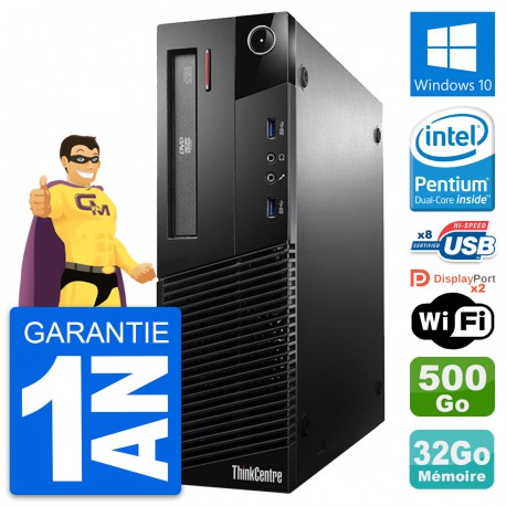 PC Lenovo ThinkCentre M93p SFF Intel G3220 RAM 32Go Disque 500Go Windows 10 Wifi