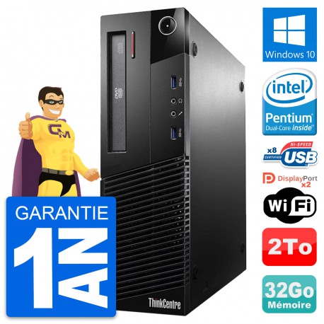 PC Lenovo ThinkCentre M93p SFF Intel G3220 RAM 32Go Disque 2To Windows 10 Wifi