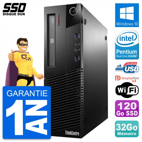 PC Lenovo ThinkCentre M93p SFF Intel G3220 RAM 32Go SSD 120Go Windows 10 Wifi