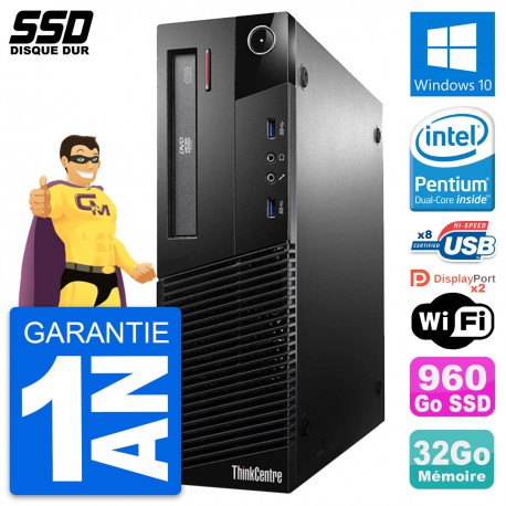 PC Lenovo ThinkCentre M93p SFF Intel G3220 RAM 32Go SSD 960Go Windows 10 Wifi
