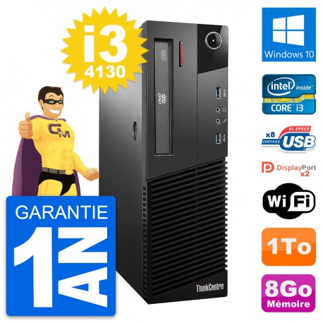 PC Lenovo ThinkCentre M93p SFF Intel i3-4130 RAM 8Go Disque 1To Windows 10 Wifi