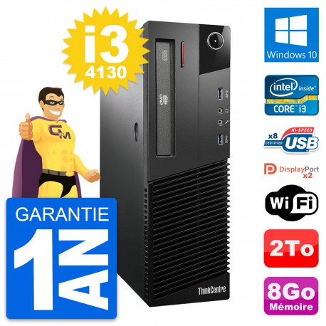 PC Lenovo ThinkCentre M93p SFF Intel i3-4130 RAM 8Go Disque 2To Windows 10 Wifi