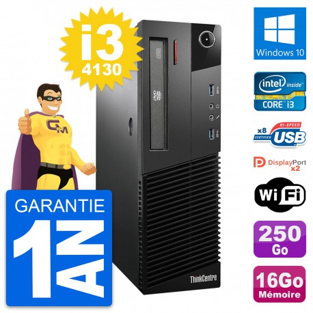 PC Lenovo ThinkCentre M93p SFF i3-4130 RAM 16Go Disque 250Go Windows 10 Wifi