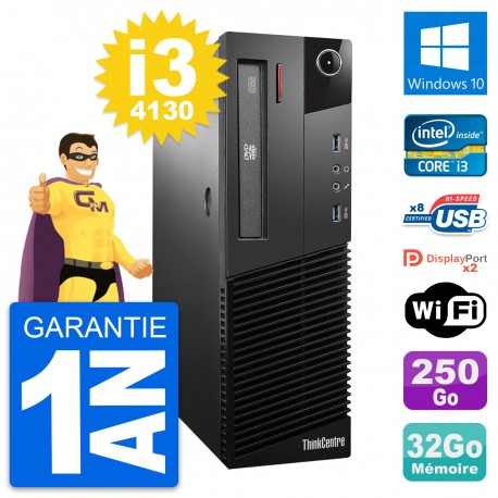 PC Lenovo ThinkCentre M93p SFF i3-4130 RAM 32Go Disque 250Go Windows 10 Wifi